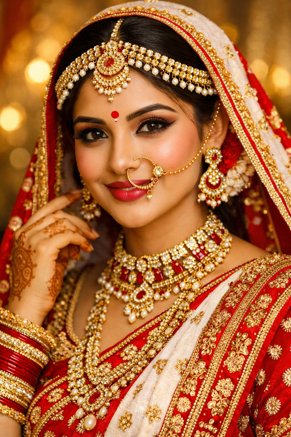 Indian bridal jewelry close-up portrait
