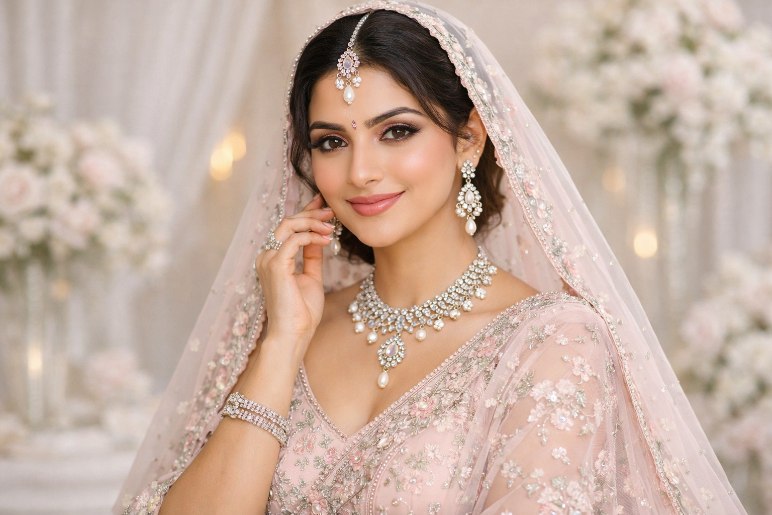 Soft pink bridal portrait