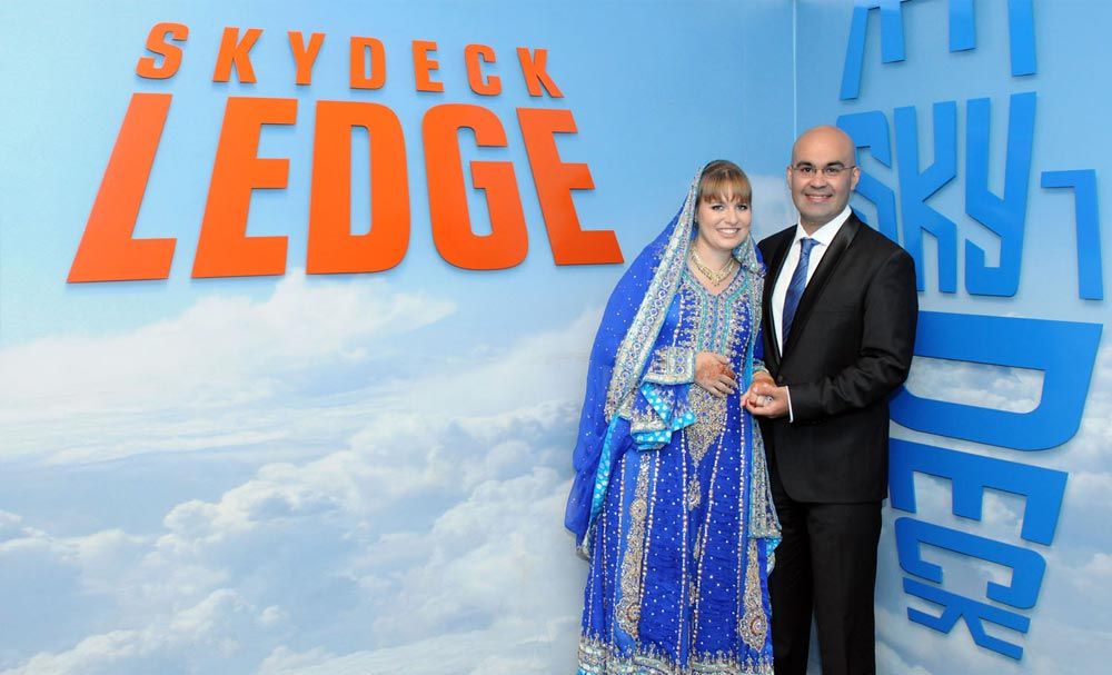 Couple in formal and traditional wedding attire