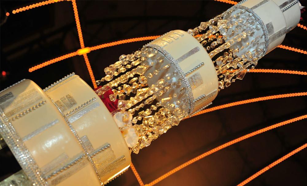 Wedding jewelry arranged for a detail photograph
