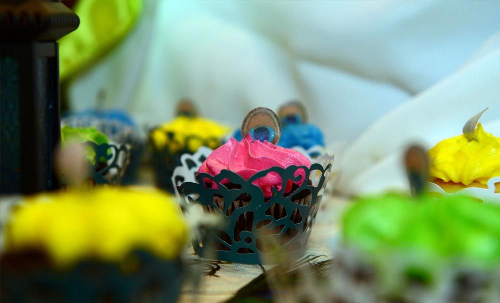 Colorful cupcakes arranged for a celebration