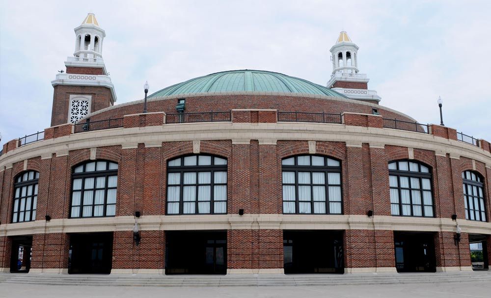 Brick event venue with a domed roof