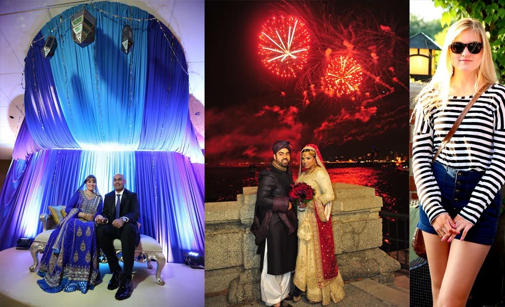 Three wedding portraits displayed as a collage